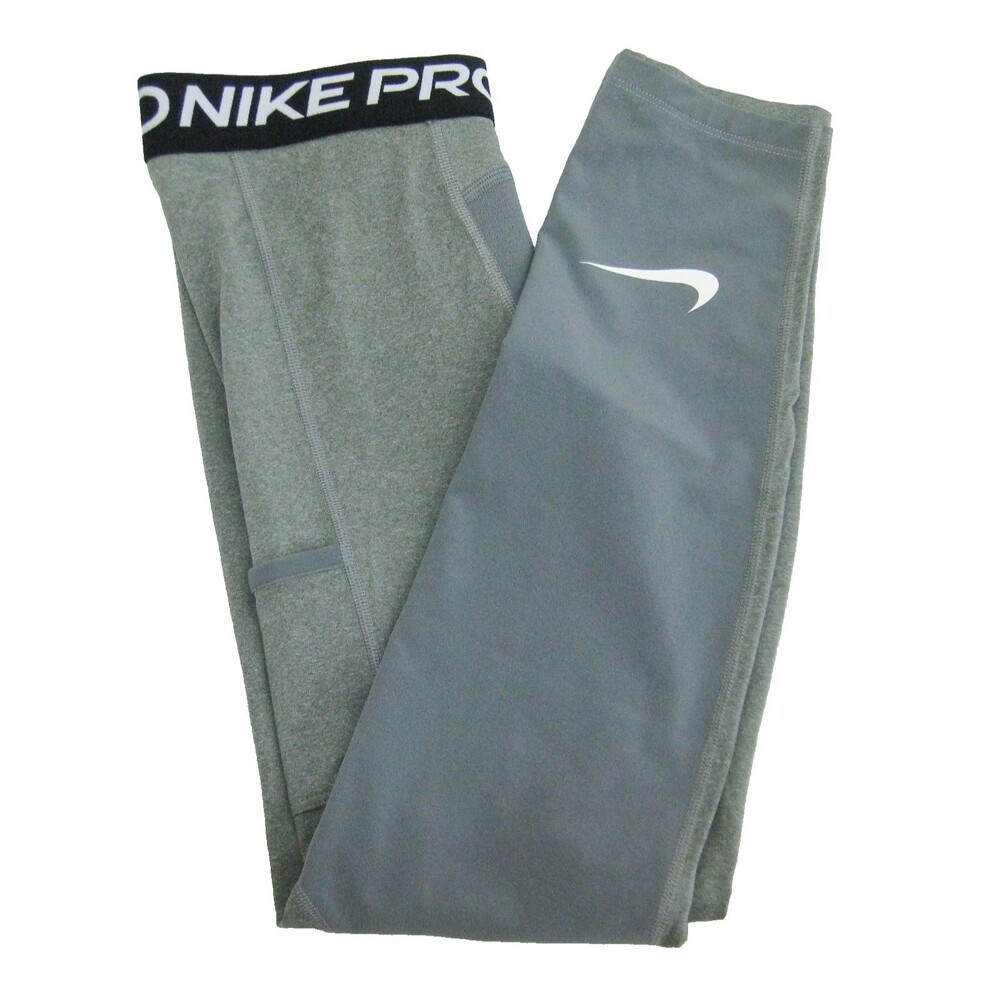 Nike Pro Leggings Youth Large 26x26 Gray Compression Pants Boys Girls Dri-Fit